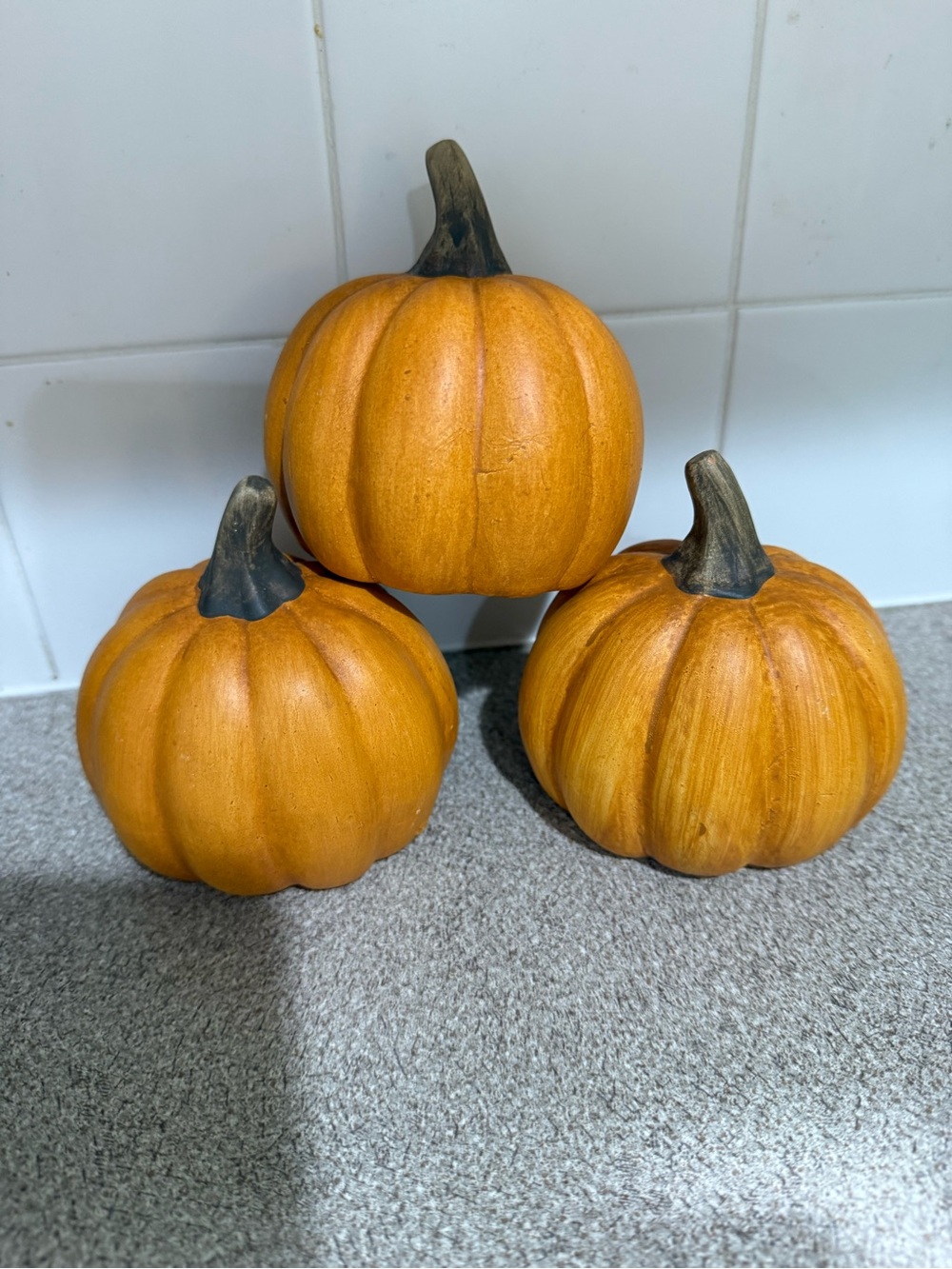 Thankful Blessed Grateful ceramic Pumpkin Trio - Orange Fall Decor NEW - Picture 7 of 10